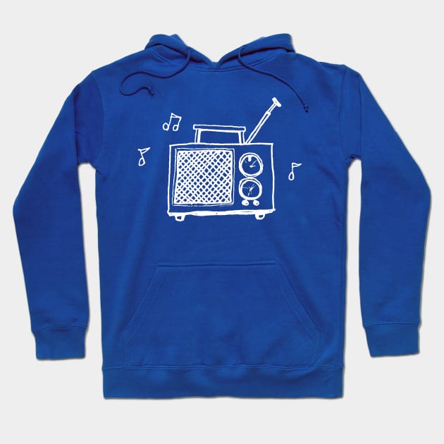 Transistor Radio Line Drawing in White Hoodie by callingtomorrow